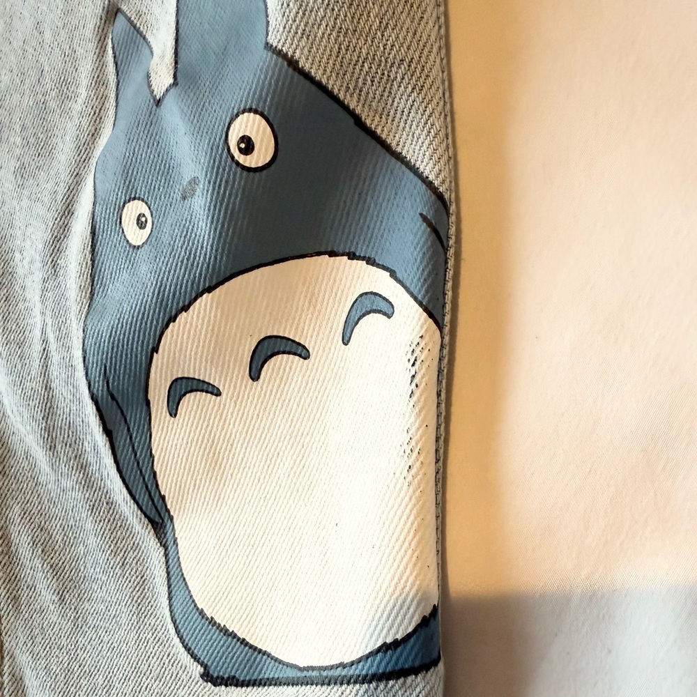 My Neighbor Totoro Studio Ghibli Blue Jeans - waist 14” flat lay - Picture 10 of 11